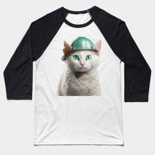 Cute Cat with Green Hard Hat catswithhardhats Baseball T-Shirt